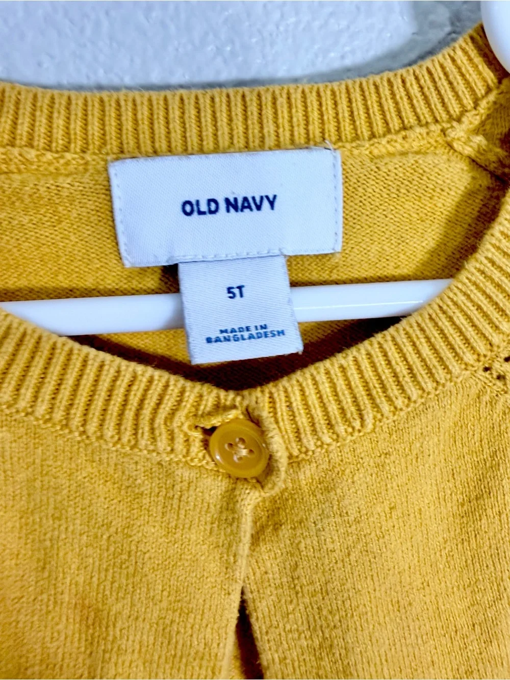 Old Navy Cardigan Yellow Mustard Knit Button-Front Crewneck Fall Sweater Girl 5T